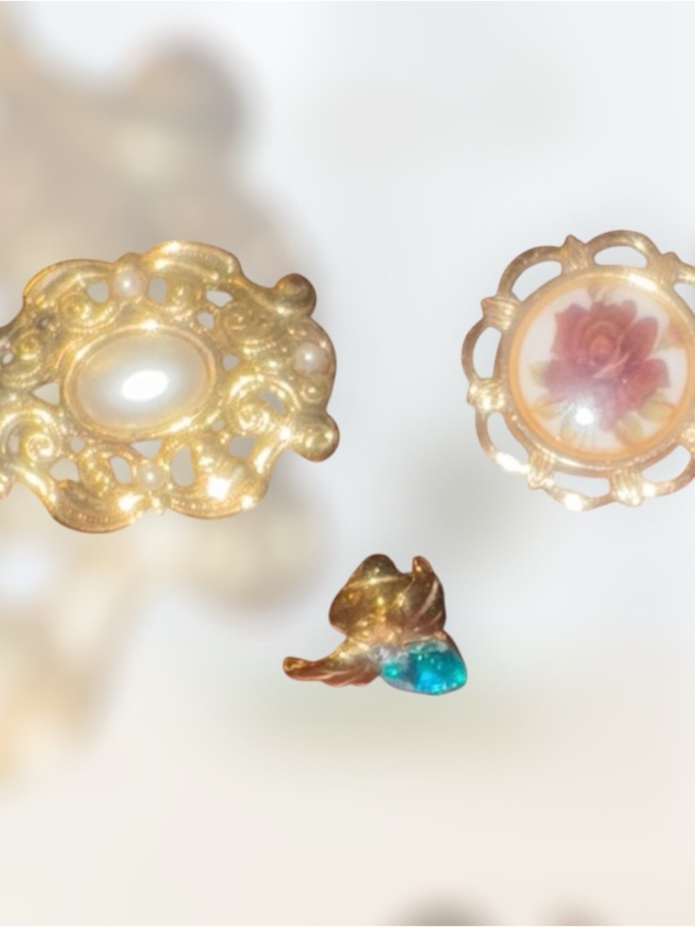Vintage Elegant Brooch & Angel Pin Set X 3